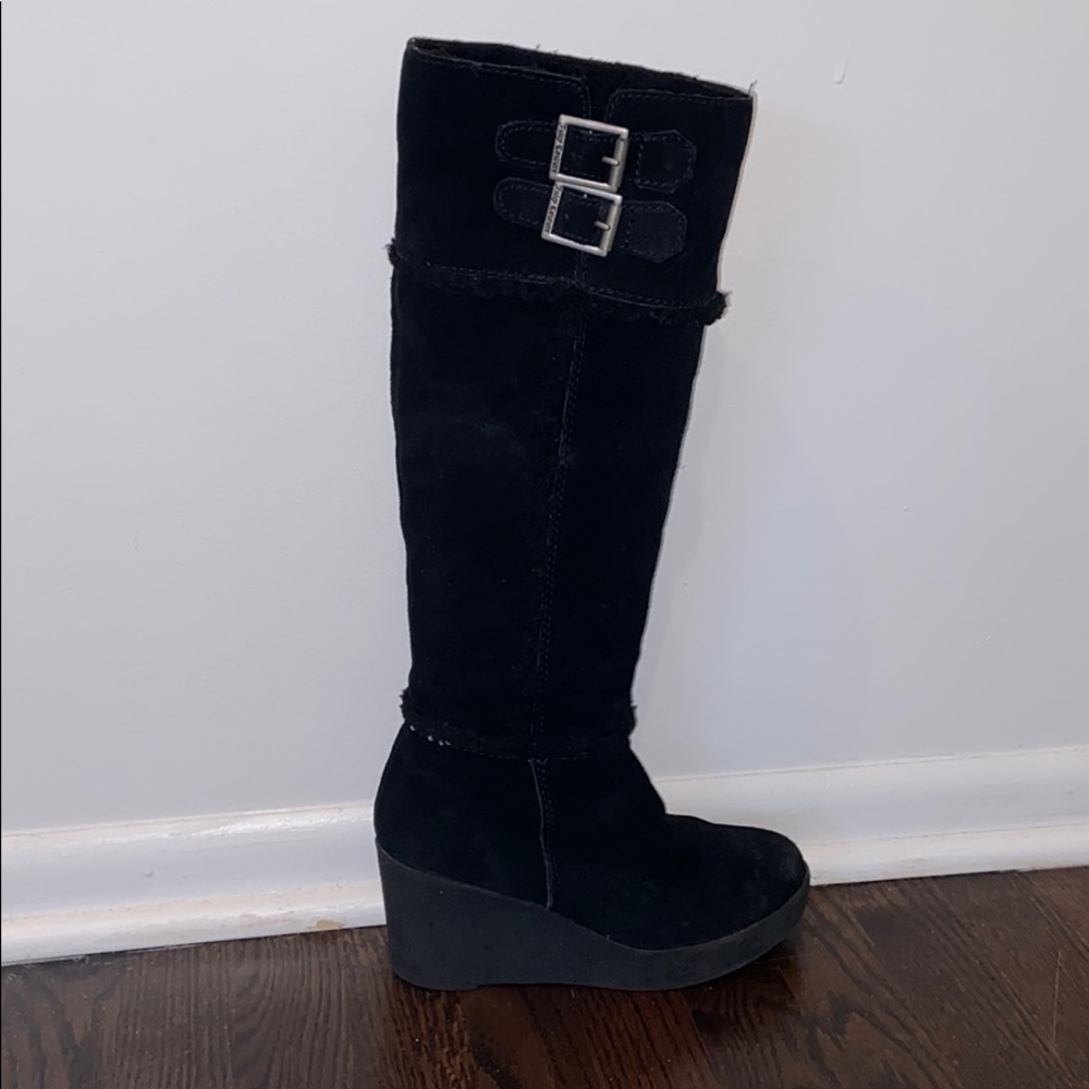Suede Wedge Platform Boots